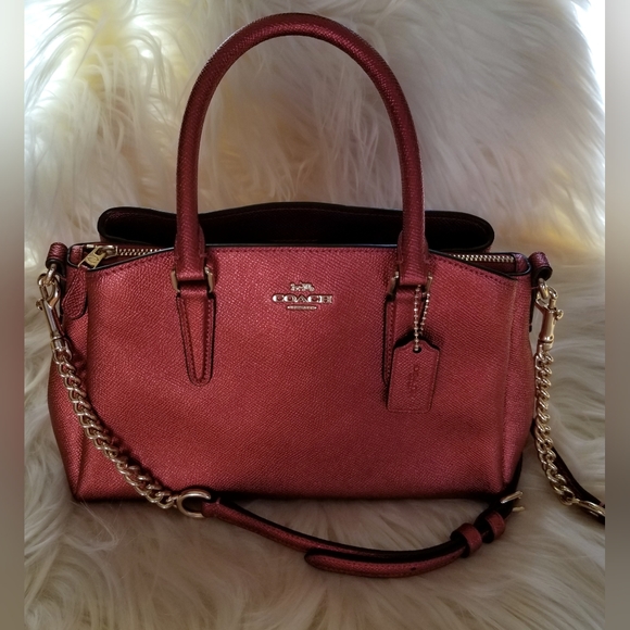 Coach NWOT, Mini Sage Carryall, Metallic Wine & Gold, & Sm. Corner Zip Wristlet - Picture 8 of 13